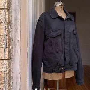 lois vintage dye dark black jean jacket 90s